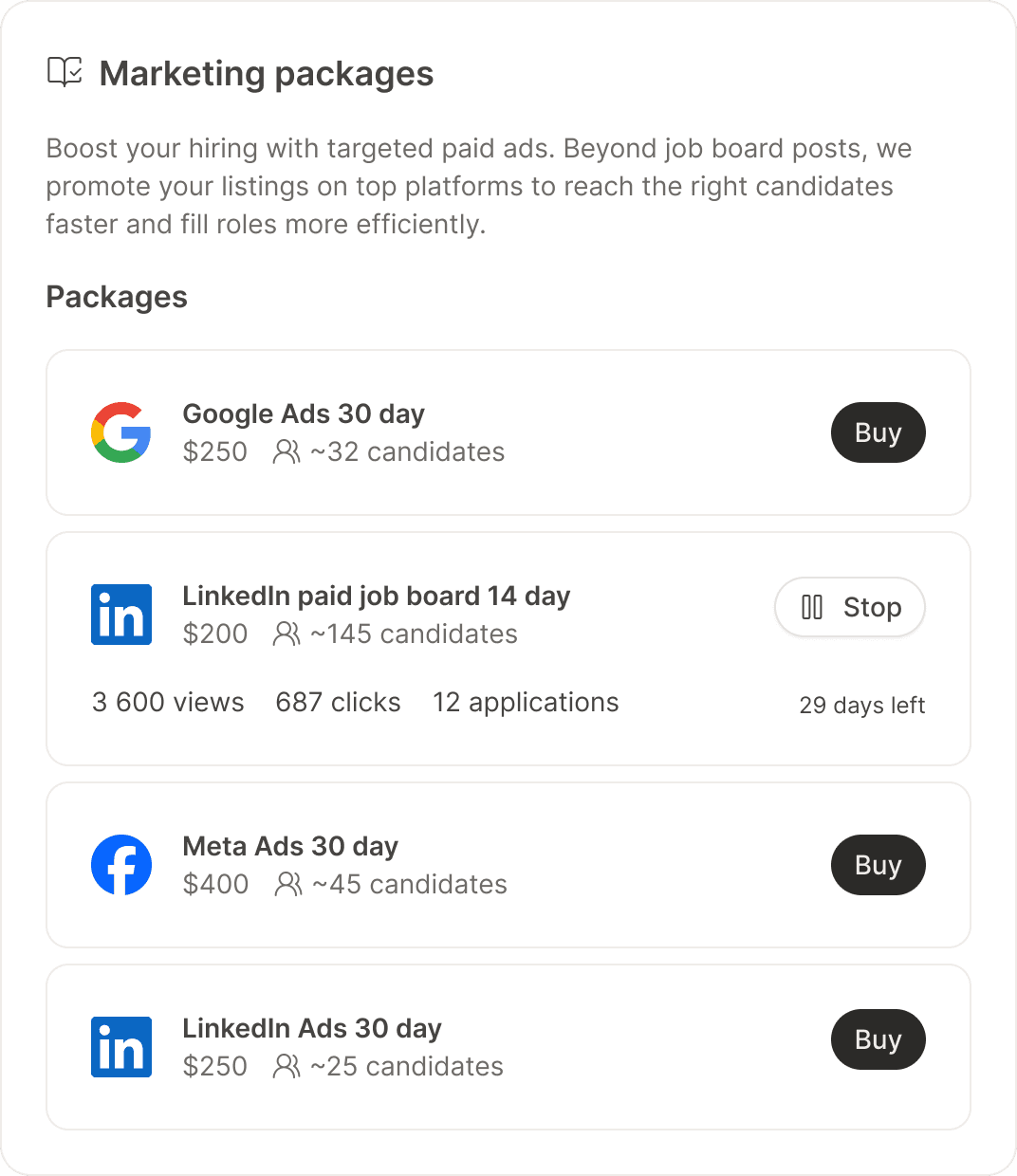 Marketing — packages